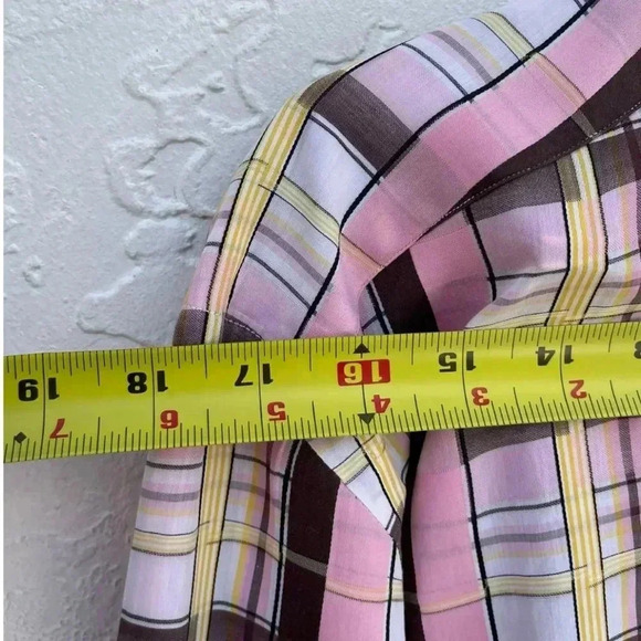 Etro Mens Checkered Print Button Down Milano Polo Shirt Pink Sz 41 - Picture 3 of 13